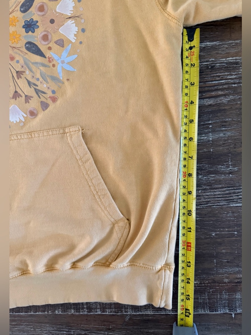 Lane Seven Mustard Yellow Floral Graphic Hoodie Sweatshirt w/ Christian Message - Picture 14 of 14